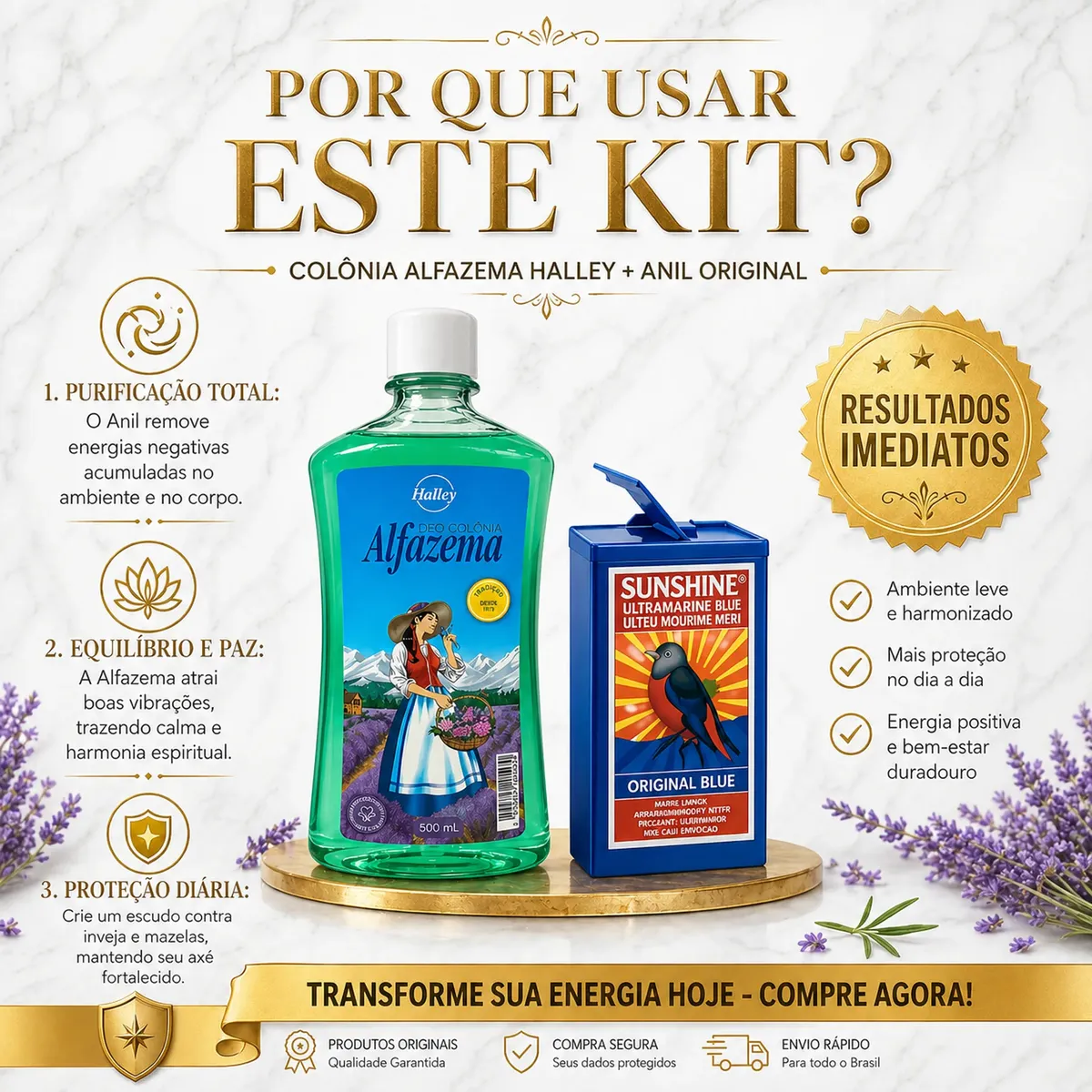 Kit Alfazema Halley E Anil Oage Sunshine Limpeza Energética
