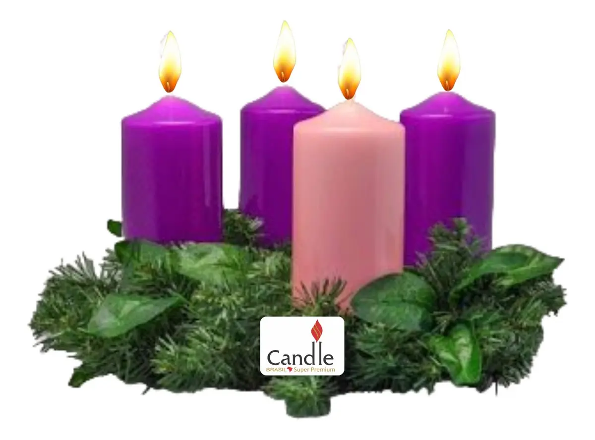 Kit com 4 Velas para Coroa do Advento de Parafina Aromática